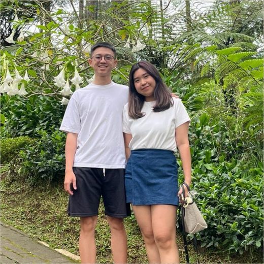 Filip and Michelle, in the garden